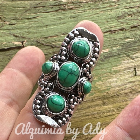 Alquimia by Ady Silver and Green Statement Ring - Picture 2 of 7